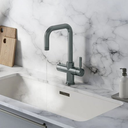 Hanstrom 4 - in - 1 Square Instant Boiling Water Tap - Matt Chrome - The Kitchen Box