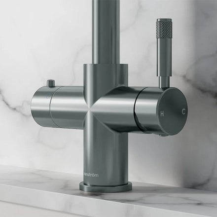 Hanstrom 4 - in - 1 Square Instant Boiling Water Tap - Matt Chrome - The Kitchen Box