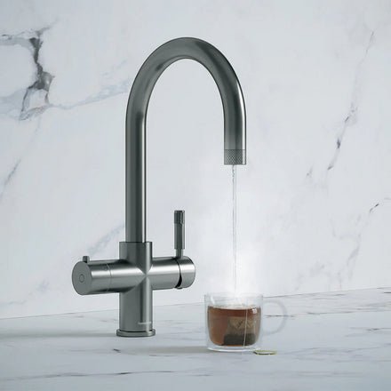Hanstrom 4 - in - 1 Swan Instant Boiling Water Tap - Matt Chrome - The Kitchen Box