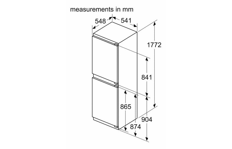Neff N30 KI7851FE0G B/I No Frost 50/50 Fridge Freezer (Fixed Hinge) - The Kitchen Box