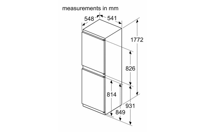 Neff N30 KI7851SE0G B/I No Frost 50/50 Fridge Freezer (Sliding Hinge) - The Kitchen Box