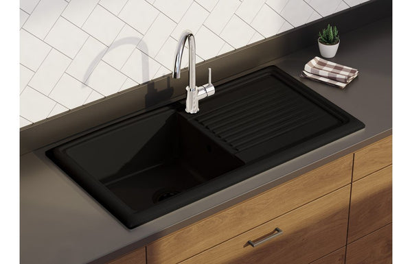 Prima 1B 1D Reversible Ceramic Inset Sink - Black - The Kitchen Box