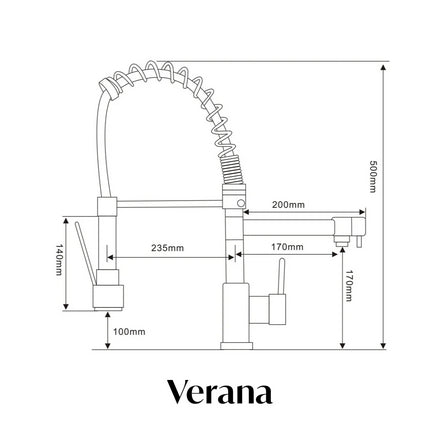 Verana 2 - in - 1 Flexible Pullout Spray Tap - Chrome - The Kitchen Box