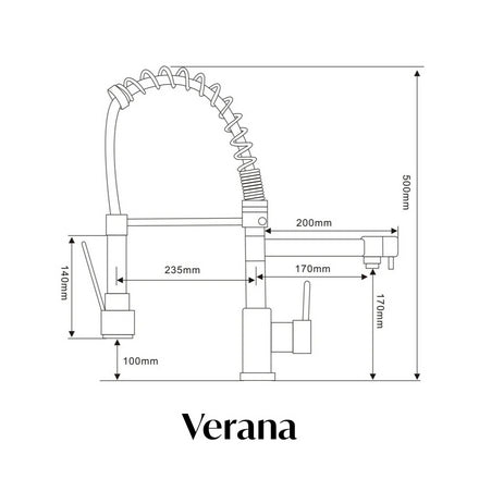 Verana 2 - in - 1 Flexible Pullout Spray Tap - Matt Black - The Kitchen Box