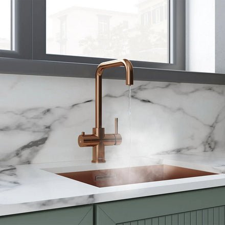Verana 3 - in - 1 Square Instant Boiling Water Tap - Brushed Copper - The Kitchen Box