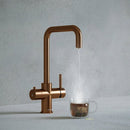 Verana 3 - in - 1 Square Instant Boiling Water Tap - Brushed Copper - The Kitchen Box