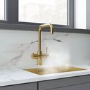 Verana 3 - in - 1 Square Instant Boiling Water Tap - Brushed Gold - The Kitchen Box