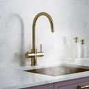 Verana 3 - in - 1 Swan Instant Boiling Water Tap - Brushed Brass - The Kitchen Box