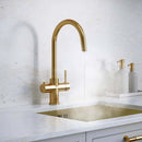 Verana 3 - in - 1 Swan Instant Boiling Water Tap - Brushed Gold - The Kitchen Box