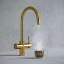 Verana 3 - in - 1 Swan Instant Boiling Water Tap - Brushed Gold - The Kitchen Box