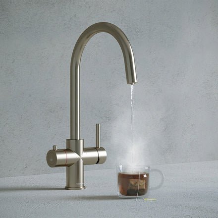 Verana 3 - in - 1 Swan Instant Boiling Water Tap - Brushed Nickel - The Kitchen Box