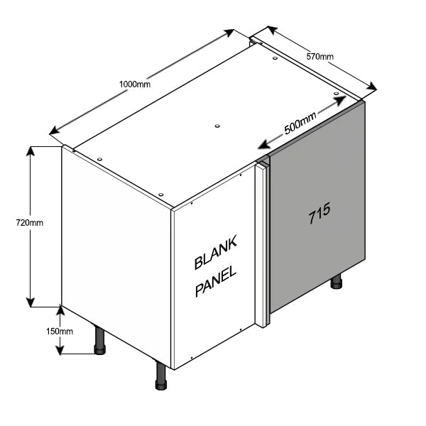 1000 Blind Corner Base - 1000 Cabinet with 500 Door (Left)