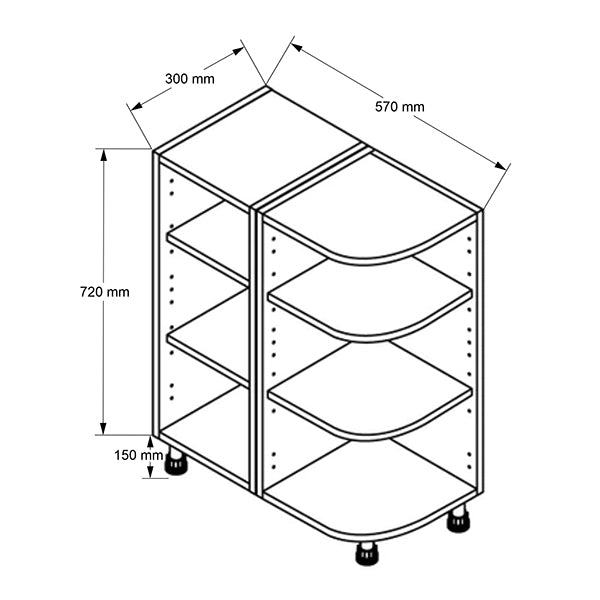 300mm Base Curved Cabinet