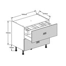 1000 2-Drawer Cabinet with Concealed Cutlery Drawer and Tray