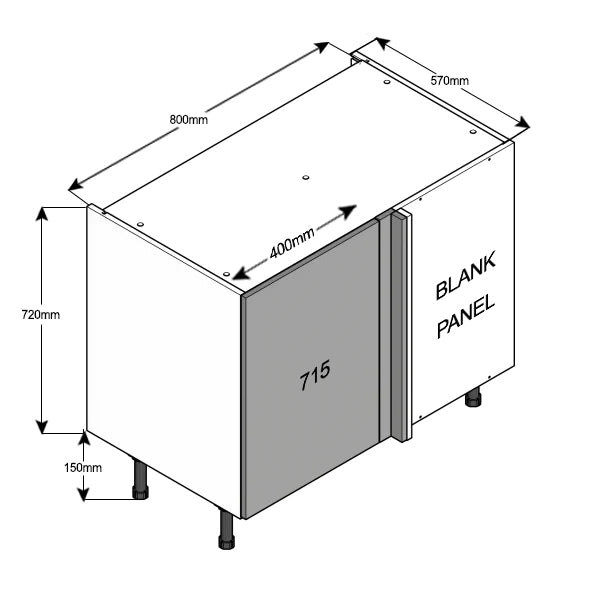800 Blind Corner Base - 800 Cabinet with 400 Door (Right)