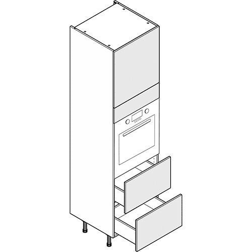 Single Oven with 2 Pan Drawers Tall