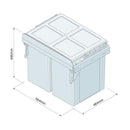 Innostor, Pull Out Waste Bin with Soft Close, Side Mounted, Segregated 90 Litre Capacity