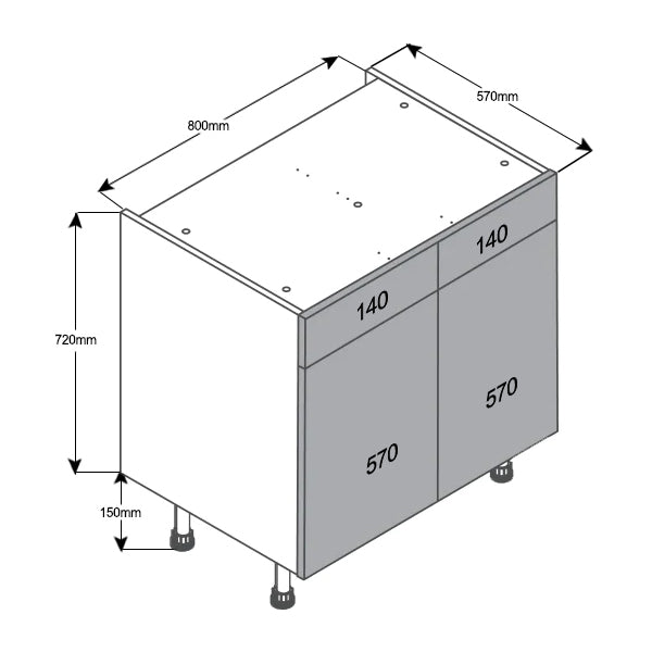 800 Drawerline Double Base Cabinet
