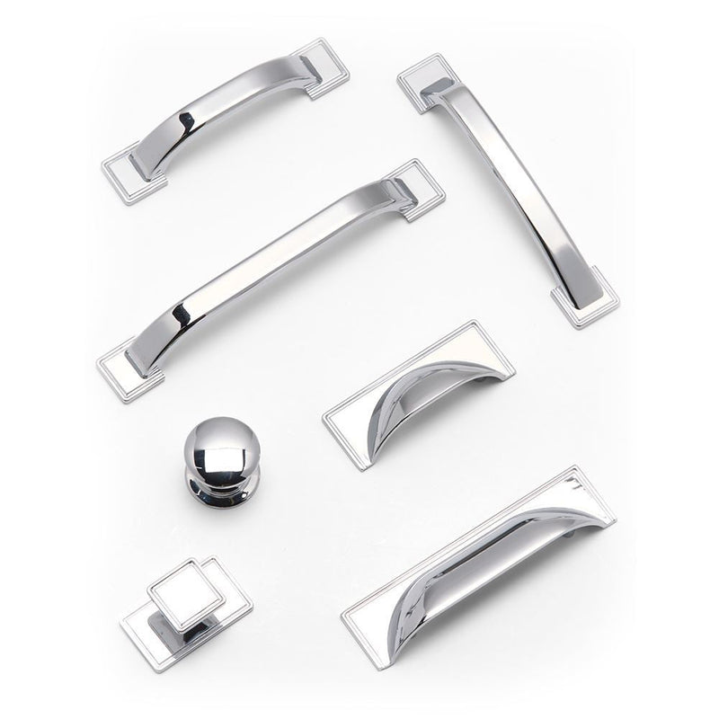 Windsor Square Knob & Backplate Chrome