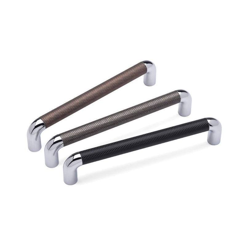 Lany Knurled D Handle Pewter / Chrome
