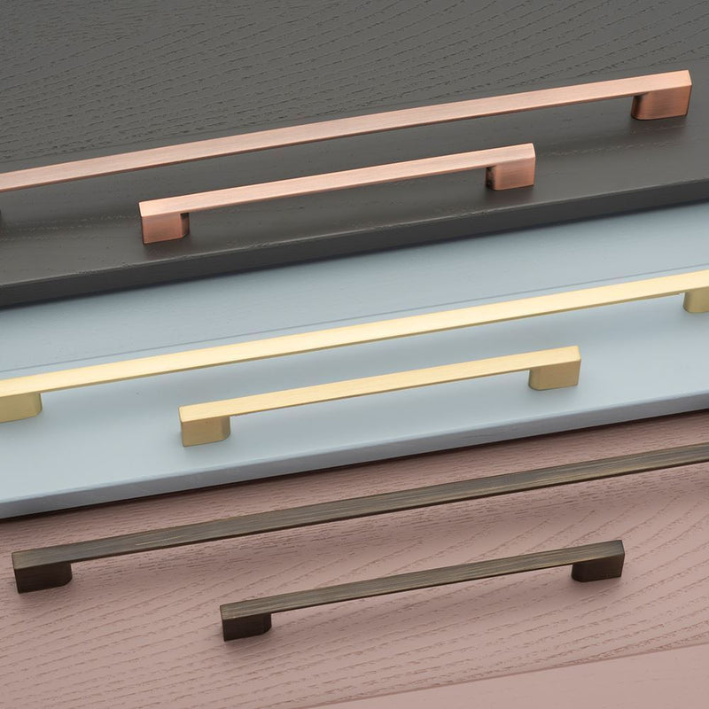 Slim Square D-Handle Satin Brass