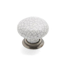 Winchester Round Knob & Back Plate 35mm Diameter Pewter / White Crackle