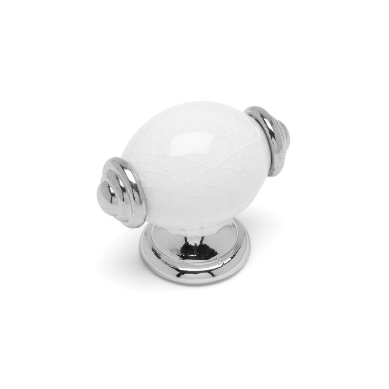 Crackle T Knob Chrome / White Crackle