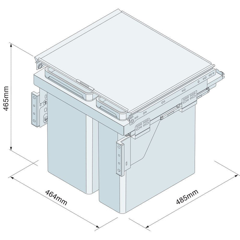 Innostor Plus, Pull Out Double Recycling Waste Bin, Segregated 45 Litre Capacity