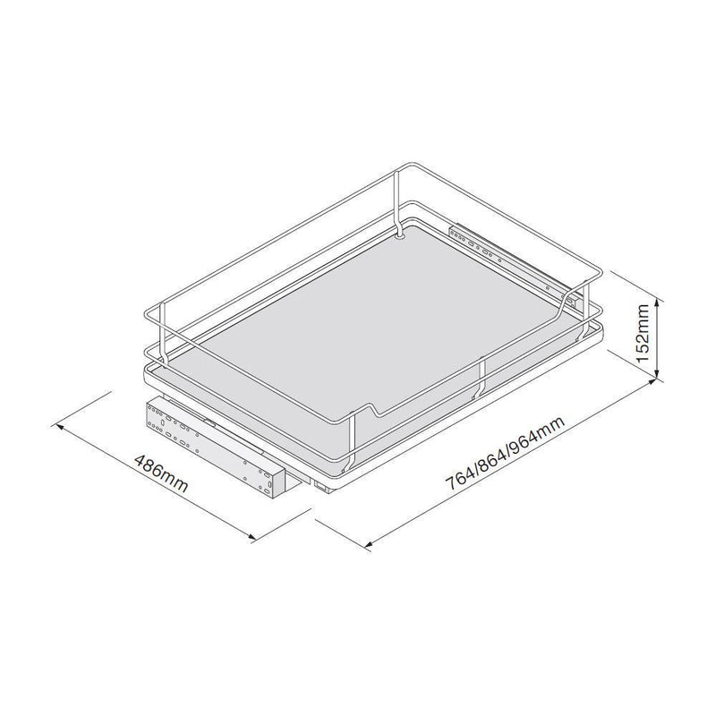 Innostor Plus, Individual Pull Out 5 Piece Larder Pack with Soft Close, To Suit 1000mm Wide Base Cabinet, Chrome / Grey