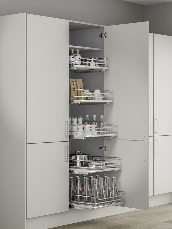 Innostor Plus, Individual Pull Out 5 Piece Larder Pack with Soft Close, To Suit 300mm Wide Base Cabinet, Chrome / Grey