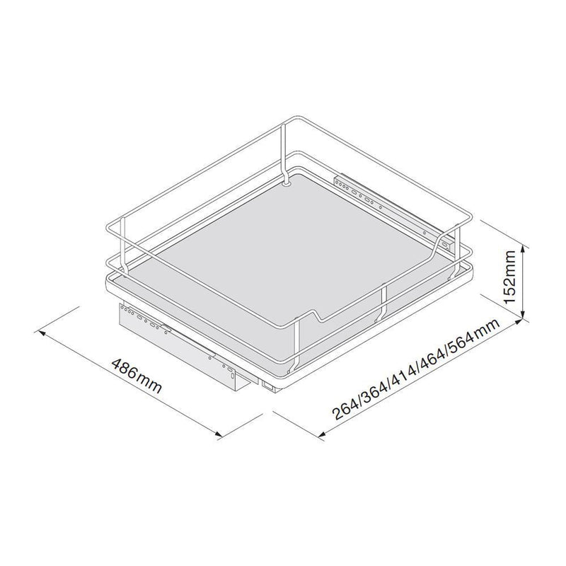 Innostor Plus, Individual Pull Out 5 Piece Larder Pack with Soft Close, To Suit 400mm Wide Base Cabinet, Chrome / Grey