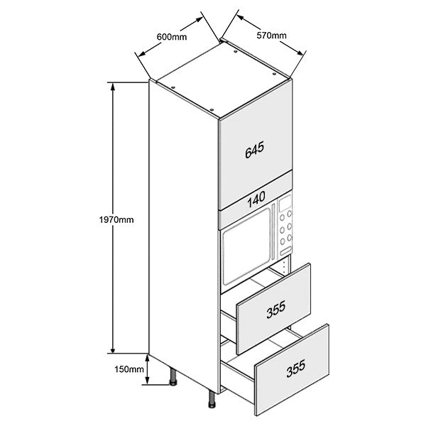 Single Microwave/Compact with 2 Pan Drawers Standard