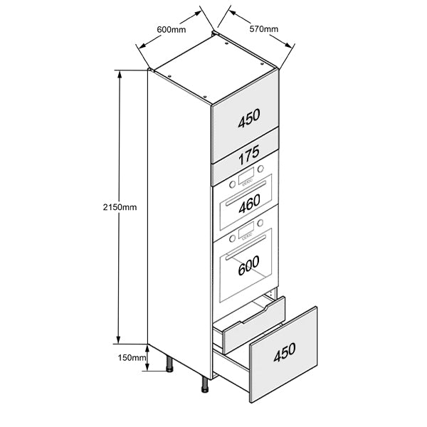 Single Oven + Microwave/Compact with 1 Pan + 1 Internal Drawer Tall