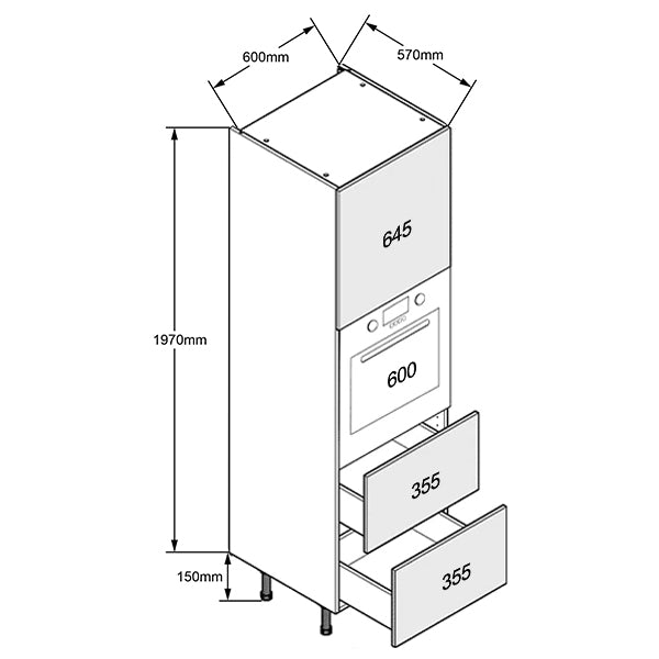 Single Oven with 2 Pan Drawers Standard