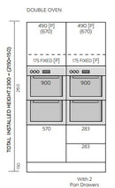 Double Oven with 2 Pan Drawers Tall